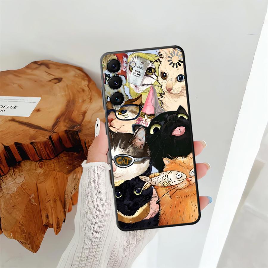 Fodral för Samsung Galaxy A55 A52 A36 A06 A57 A15 A73 A51 A25 A16 A53 A17 A37 A05 A23 Mobilskal A13 A50 A12 A70 A41 Tecknad Katt