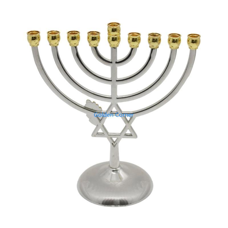 E15D Hanukkah Artistic Stand Decorative Alloy Column 9 Headed Holder