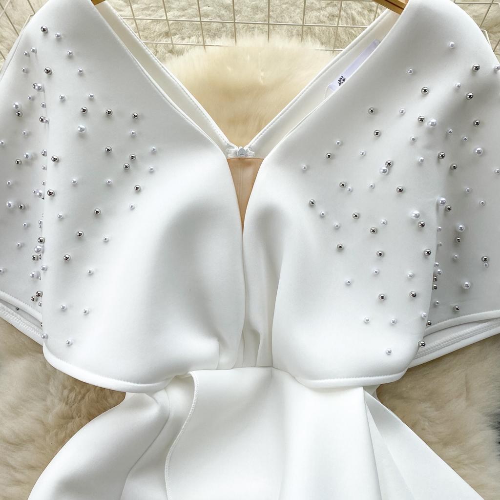 Luxus V-Ausschnitt Elegante Designerkleider Pailletten Party Abendkleid Frauen Bodycon Y2k Midi Perlen