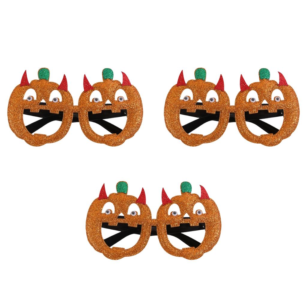 3pcs Halloween Glasses Set Pumpkin Bat Skeleton Costume Accessories Plastic Frame Party Decoration Eyewear