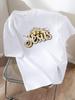 Yj00990crown Letter Print Plus Size Unisexs Crew Neck Tshirt Summer Casual Short Sleeve Top Fashionable Versatile Wear