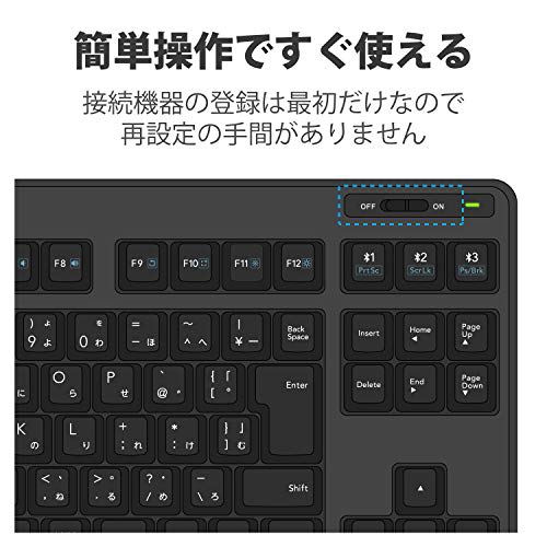 ELECOM Bluetooth Keyboard Membrane Type with Stand Multi-Pairing Compatible iPad Surface Black TK-FBM111BK