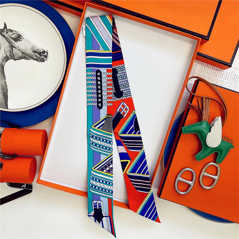 

100% Шелк Высокое Качество Роскошный Бренд Шарф Женский Повязка на Голову Лента для Волос Фуляр Галстук Ленточка Носовой Платок Узкие Шарфы Аксессуары 5x85cm