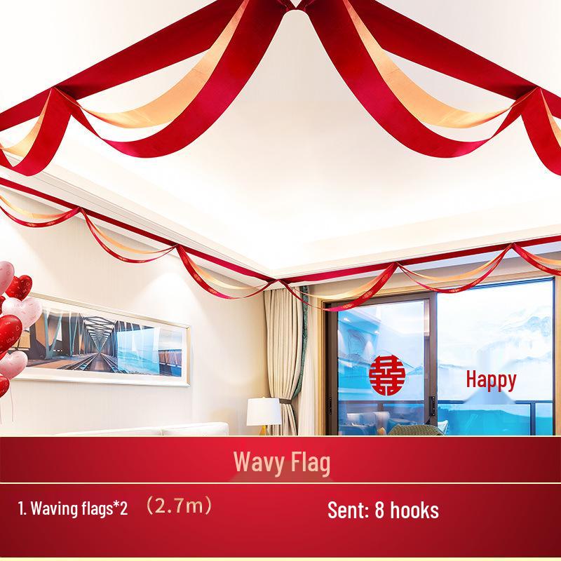 Romantic Wedding Living Room Decoration Set: Bunting & Scene Décor for New Home