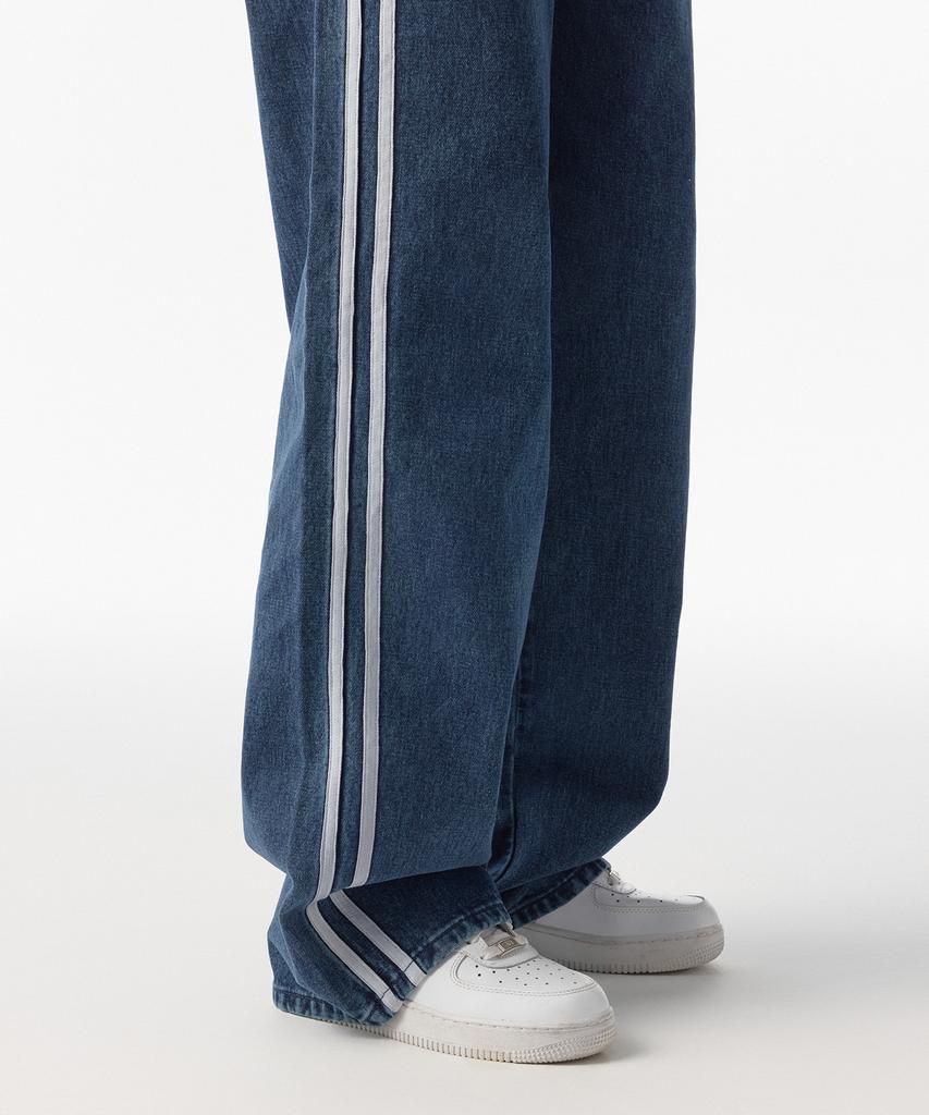 MUSINSA STANDARD WOMAN Women'S Wide Track Denim Pants [Medium Indigo]