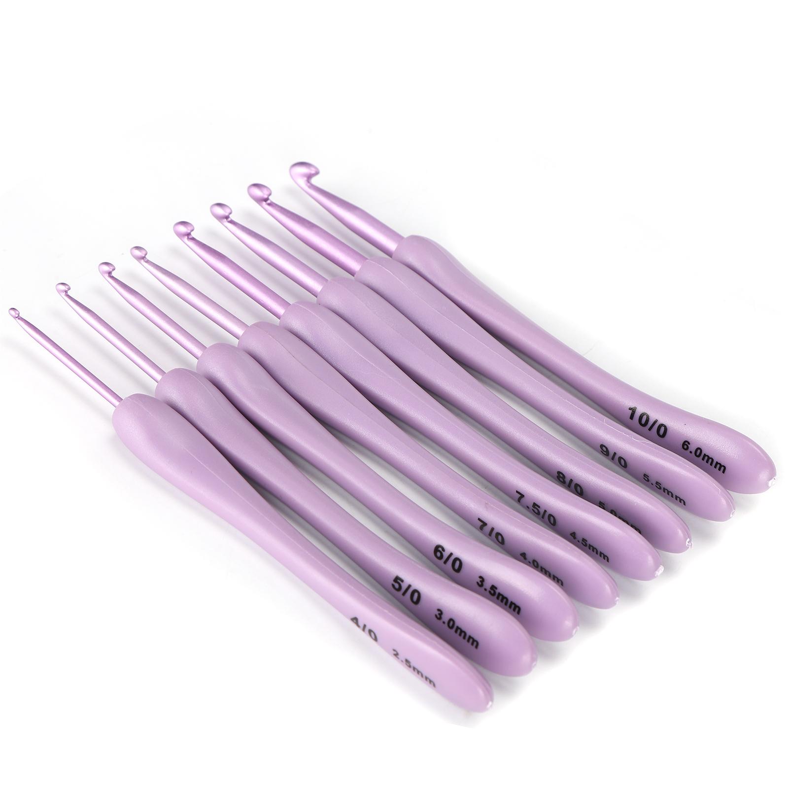 

Набор крючков для вязания крючком, 8 шт., игла из глинозема, пластиковая ручка, инструменты для вязания, хозяйственные принадлежности, фиолетовый
