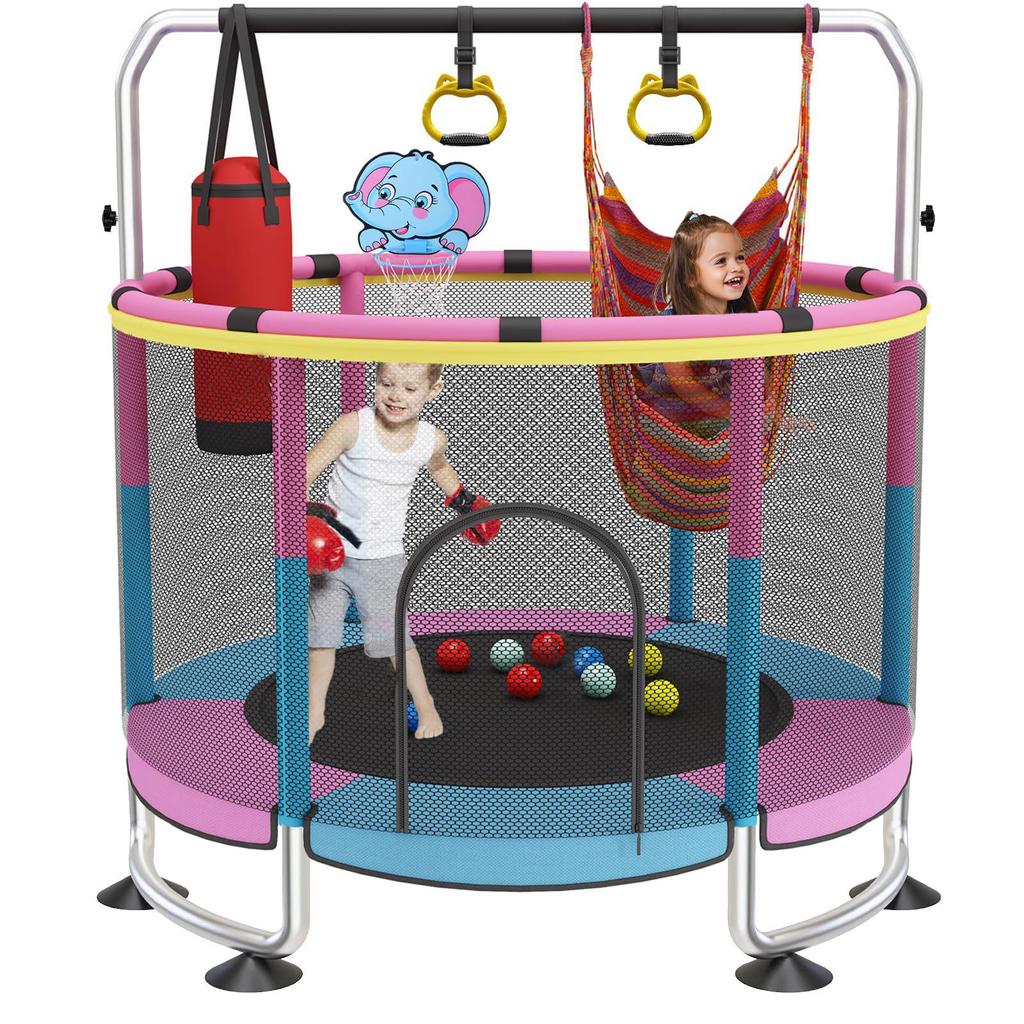 Children's Indoor Trampoline with Safety Fence for Ages 0-6