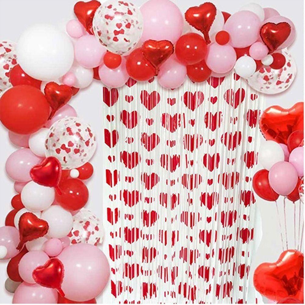 Hanging Valentine's Day Party Backdrop Foldable Streamers Curtains  Valentines Day