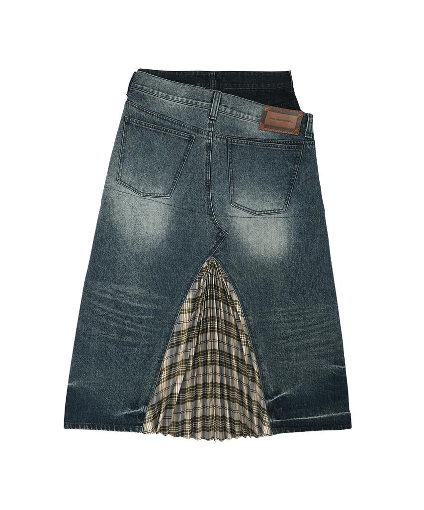 Andersson Bell Pleats Combo Flipped Denim Skirt Apa887W(Blue)