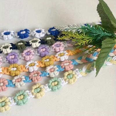 1 Stück Böhmischer Stil Langer Handgefertigter Geflochtener Gänseblümchen Blumen Kamera Gurt für Schlüssel Handy Umhängeband Buntes Lanyard