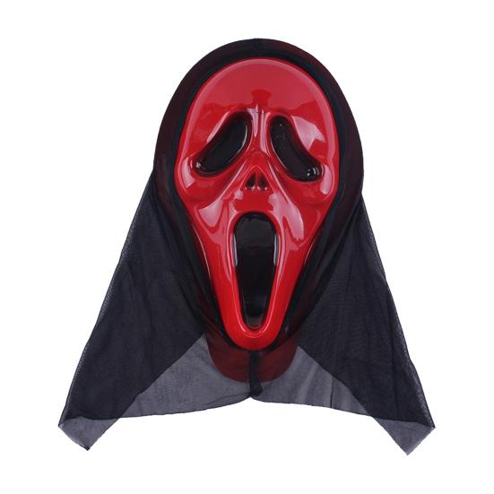 Soft Plastic Horror Masque Halloween Ghost Full Face Masque, Screaming with Realistic Fanged Skull Prop Hood, Scary Costume Accessory for Cosplay
