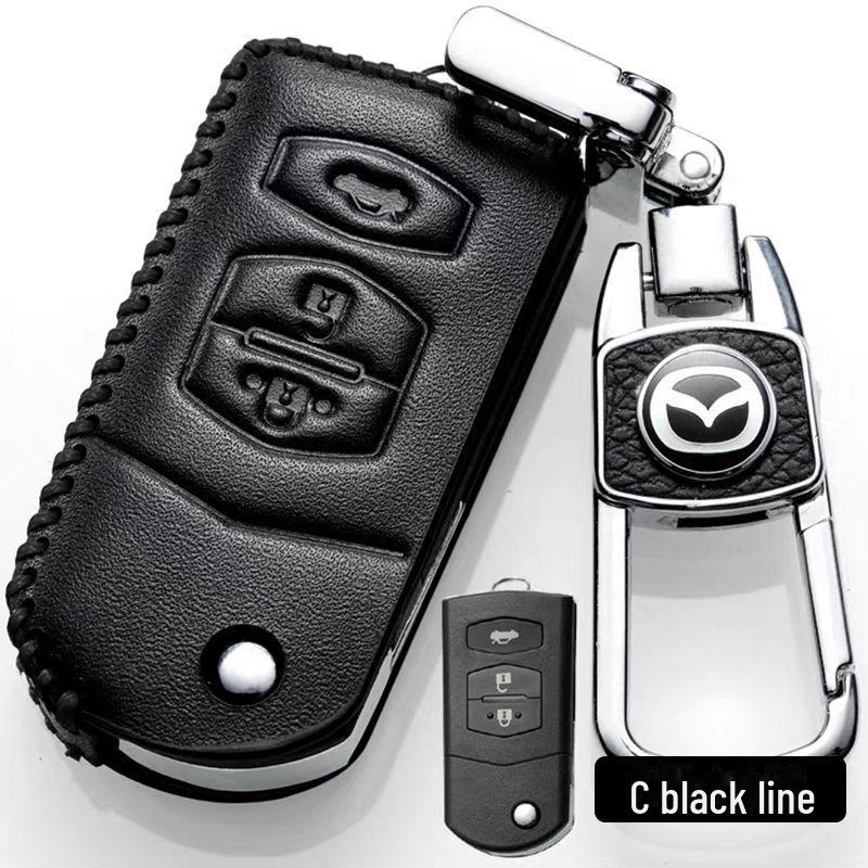 Mazda Genuine Leather Key Cover for Mazda 3, CX-4, CX-5, and Atez Cars.