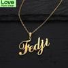 Neulry Stainless Steel 18K Gold Tone Customised Logo Name Plate For Women Chain Couple Pendant Necklace Custom Made JewelryTrendy Chain