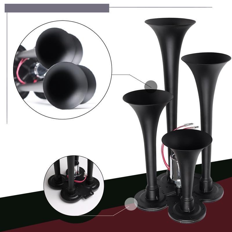 FARBIN 4 Trumpet Air Horn 12V/24V 130DB Four-tube Air Train Horn with Electric Solenoid Powerful Loud Truck For Vehicle Truck