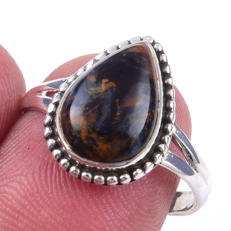 

Natural Pietersite Gemstone Handmade 925 Solid Sterling Silver Ring Size 8 D3Q00