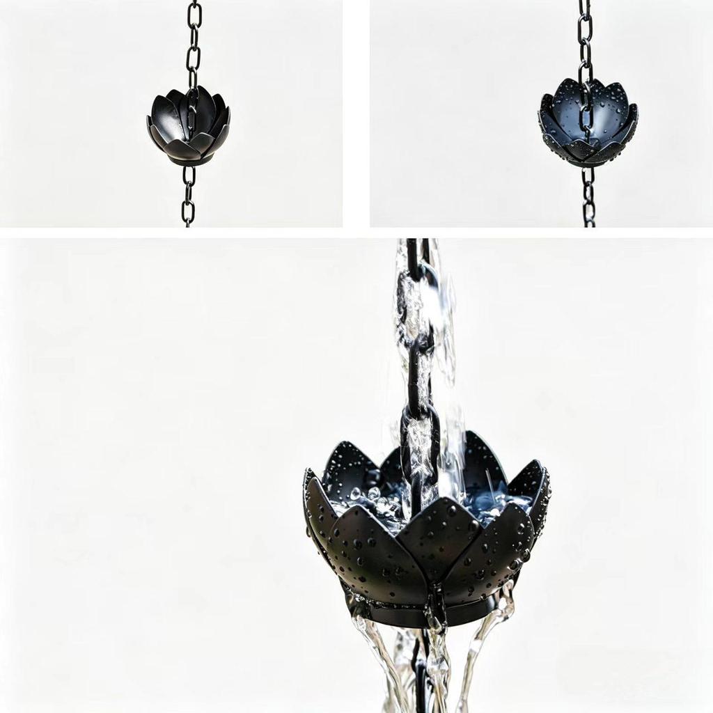 Lotus Garden Gutter Rain Chain - Courtyard Drainage & Water Guide