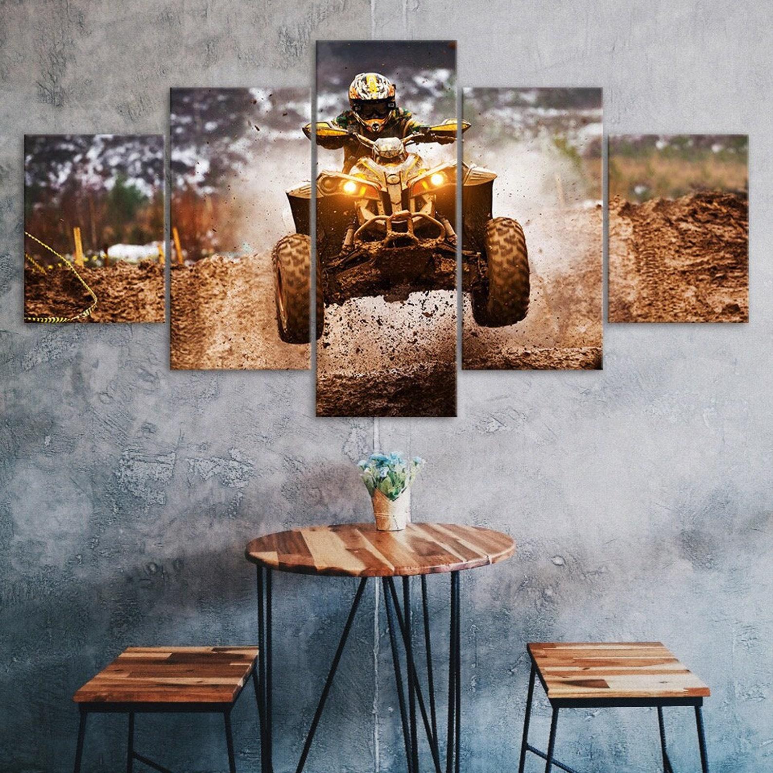 

ATV Motocross Bike Canvas 5 Piece Five Panel Print Modern Wall Art Poster Picture Home Decor Gift For Him For Her 20X35 20X45 20X55CM