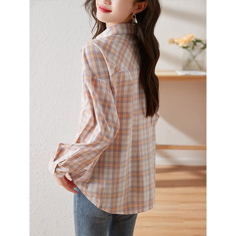 Women's Long-sleeved Hong Kong Style Retro Top Autumn New Pure Cotton Shirt