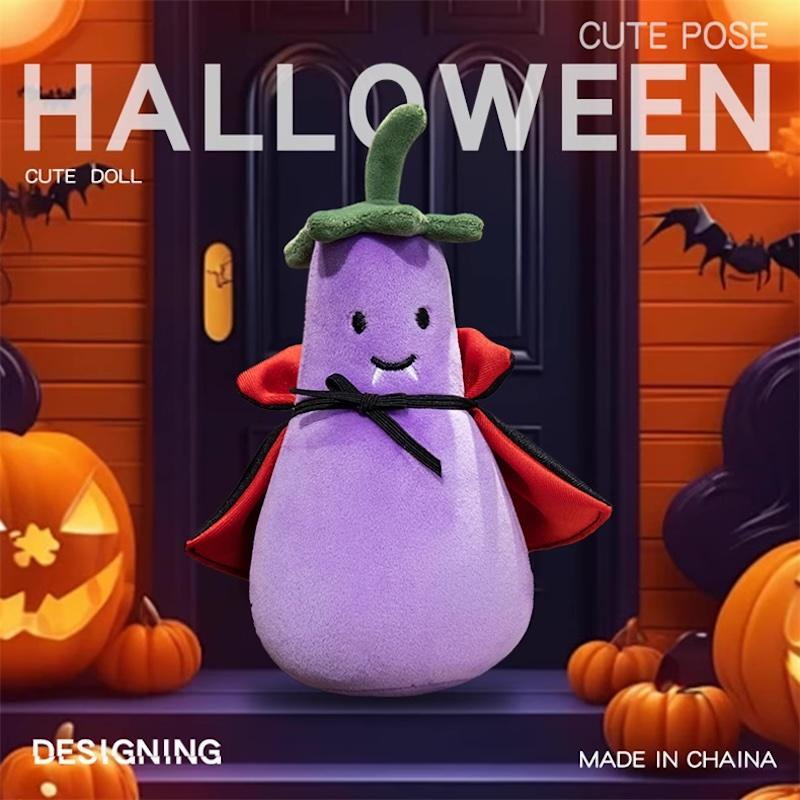 35cm Pumpkin  Bear Doll Plush Toy Stuffed Dressed Halloween's Day Cartoon Animal Plushie Removable Clothes Kids Present