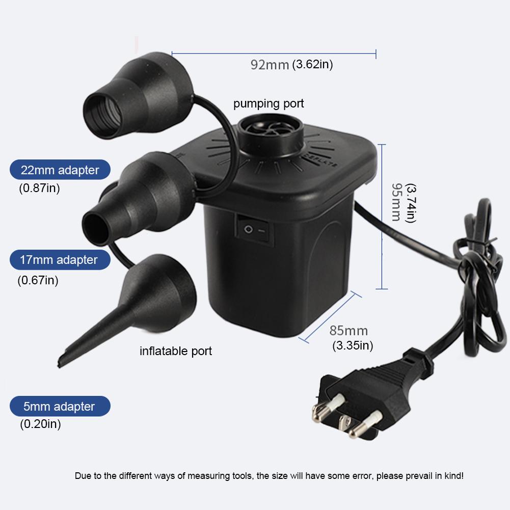 

Новый электрический воздушный насос с 3 насадками Портативные надувные насосы для подушек Быстрое наполнение Надувные изделия Воздушный матрас Диван Плавательный круг