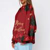 Women's Christmas Print Crewneck Sweatshirt Casual Holiday Pullover Top for Festive Wear