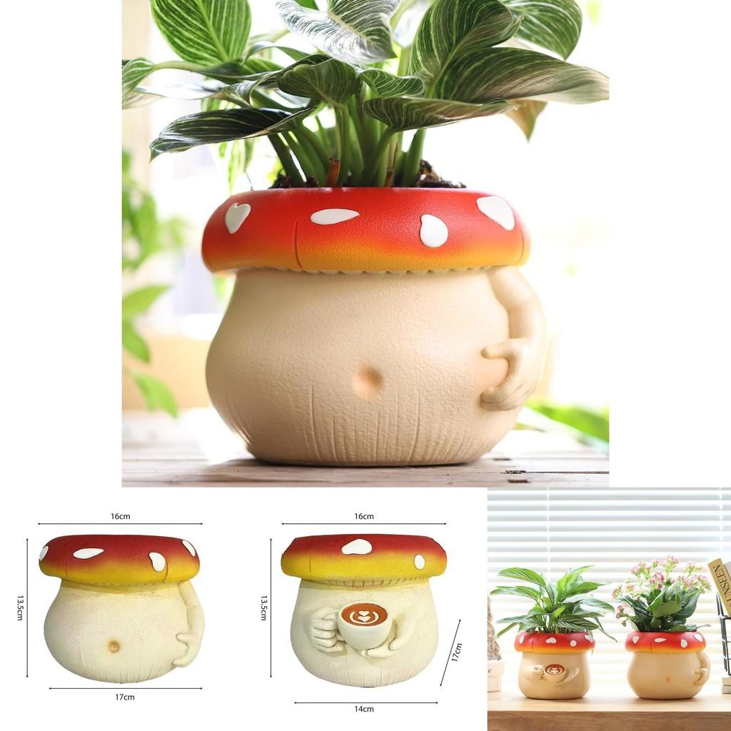 Adorable Mushroom Shaped Resin Coffee Cup Planter Colorful Succulent Pot For Storage