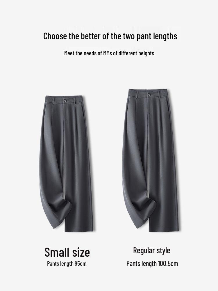 Women's Grey Wide-Leg High-Waisted Slimming Suit Pants for Spring/Autumn 2025