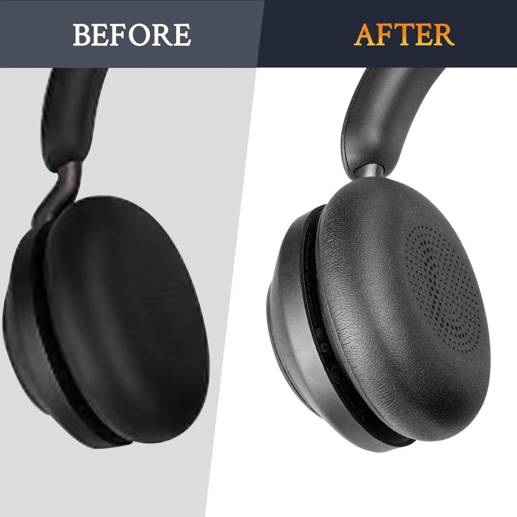SOULWIT Ear Pads for Jabra Evolve2 65, Evolve2 40, Elite 45h - Cushioned - Black