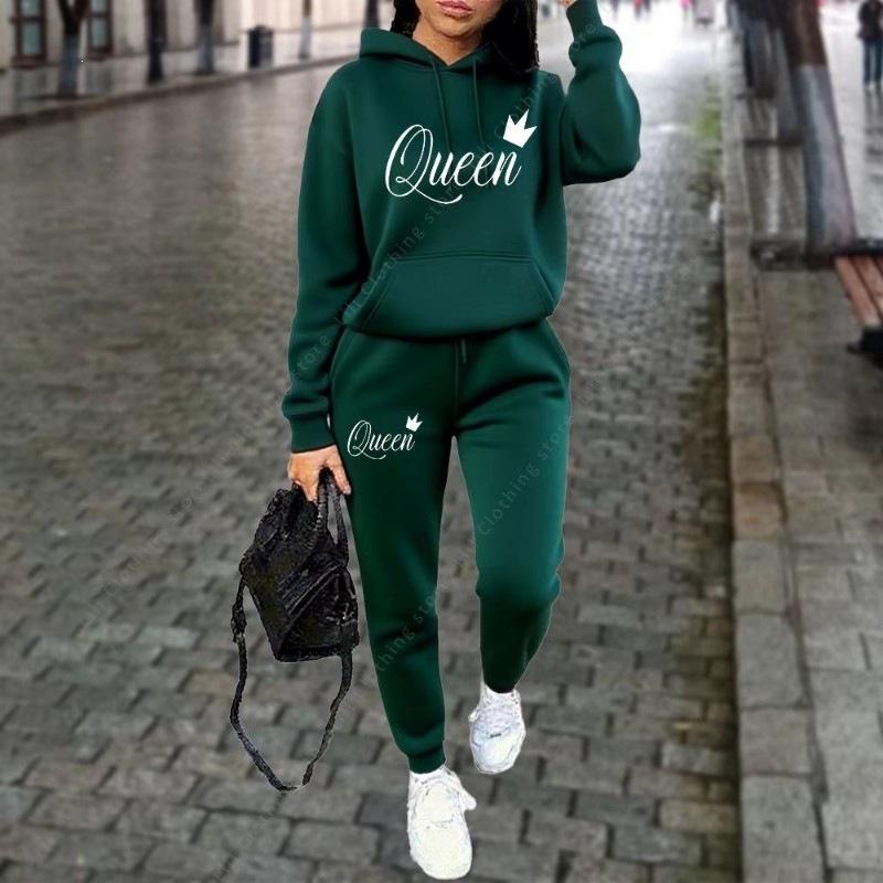 Burgundy Simple Hooded Sweater Corset Sweatpants Casual Two-piece Suit Women