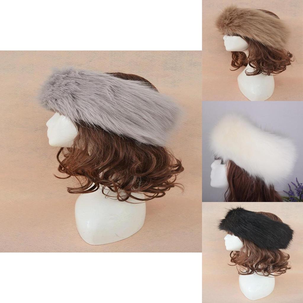 Stylish Women Lady Russian Fluffy Faux Fox Fur Hat Headband For Winter Comfort