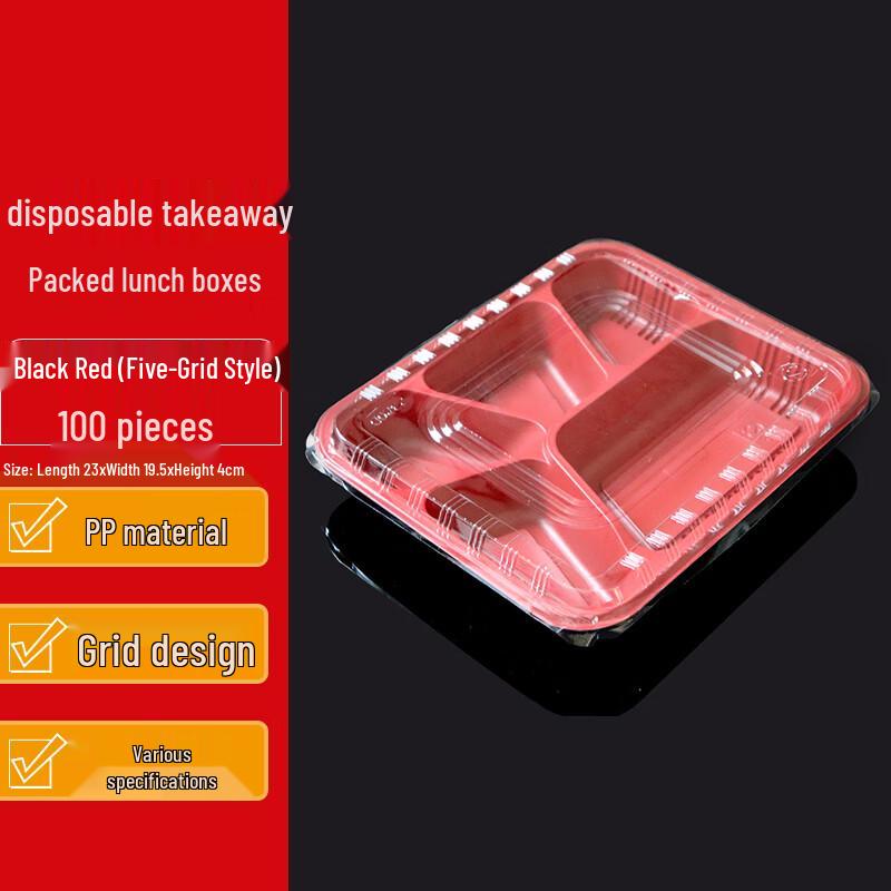 Homeglen Einweg-Rechteckige Lunchboxen mit Fächern und Deckeln