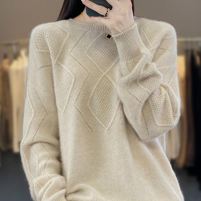 Women's Sweater Autumn Solid Color Round Neck Sweater Women's Pullover Top Knitted Sweater
