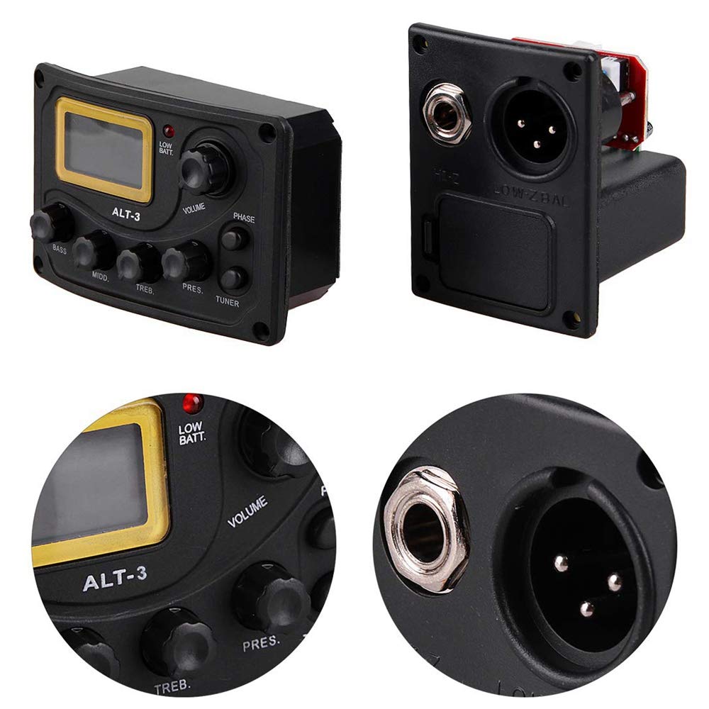 asdfs Acoustic Guitar Preamp Pickup Tuner 5-Band EQ Equalizer Piezo System with Volume Knob LCD Display Built-in Microphone