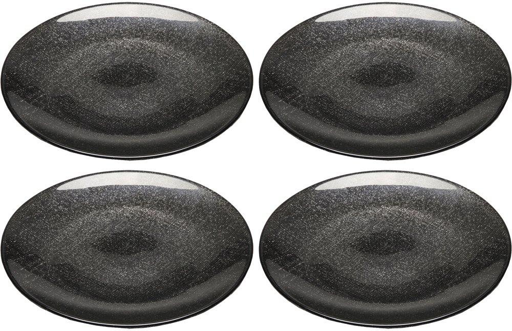 

Vetro Felice Medium Plates, Western Tableware, Dark Gray, 21cm, Set of 4, Happy Glass Glitter 323921B G019