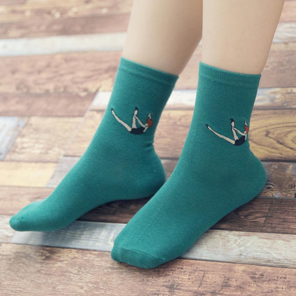 Unisex Autumn Winter Funny Cartoon Solid Color Elastic Cotton Middle Tube Crew Socks Creative Socks