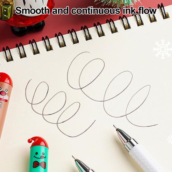 4Pcs Christmas Erasable Pens Santa Snowman Reindeer Patterns Gel Pens 0.5mm Refillable Writing Pens School Office Supplies