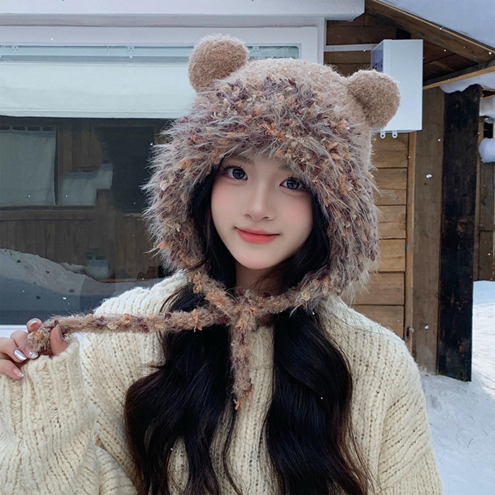 

Ladies Outdoor Warm Hat, Children s Cute Pullover Hat One Size кофейный