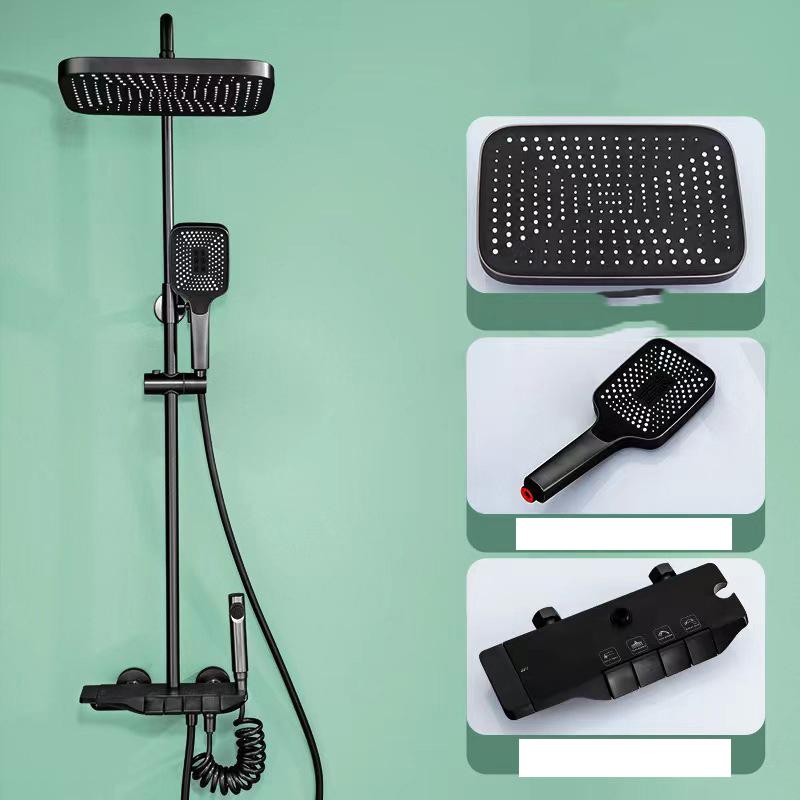 Piano Key Shower Set Wall Mounted Bathroom Faucet Luxury Warm and Cold Black Shower System Faucet