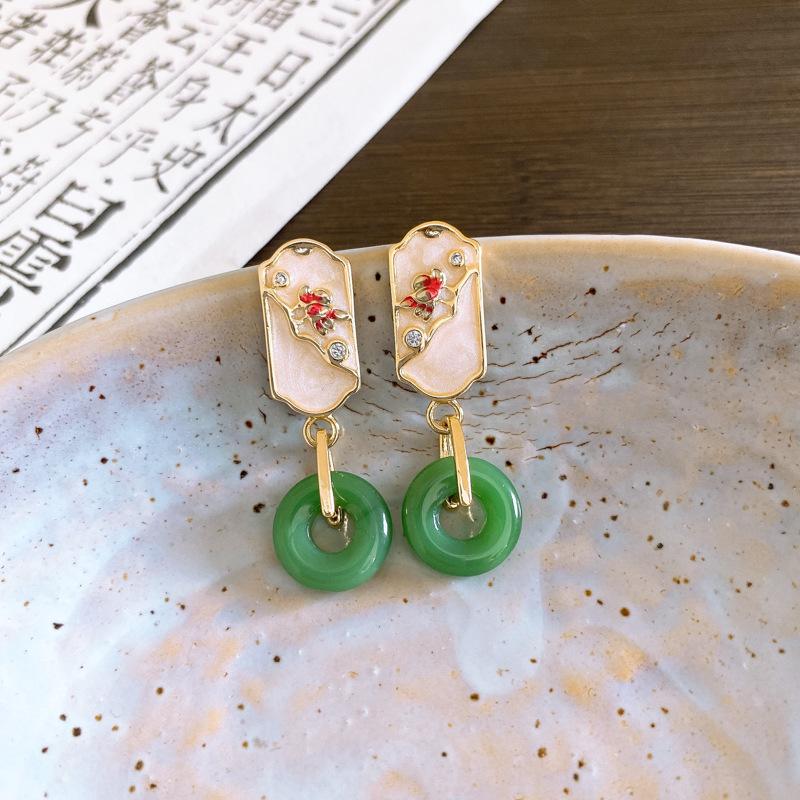 Boucles d'oreilles Guofeng Aiguille d'argent Zircon Franges Rétro Luxe Léger Haut de gamme Boucles d'oreilles Puces Niche Polyvalentes