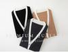 Women's V-Neck Color Block Cardigan with Yangzi Yarn Wool Knit Long Sleeves