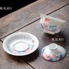 Jingdezhen Covered Bowl Sheep Fat Jade Tea Bowl Hoverable Tea Cup with Lid Chinese Underglaze Colored White Porcelain Teaset