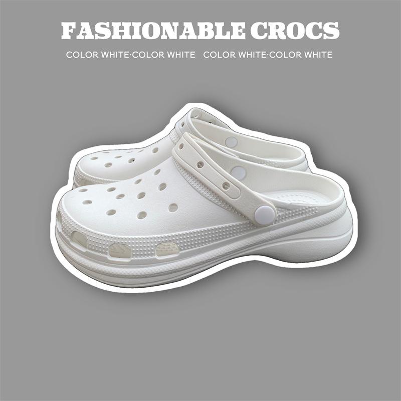 Thick-soled hole shoes women wear outside in summer muffin bottom bag head half drag non-slip fashion heightening beach cool slippers