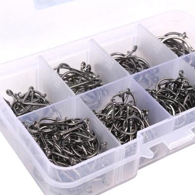 300pcs Carbon Steel Barbed Fishing Hook Eyed Sea Fish Hook Replacement Circles Hook Metal Fishing Tackle Easy To Use
