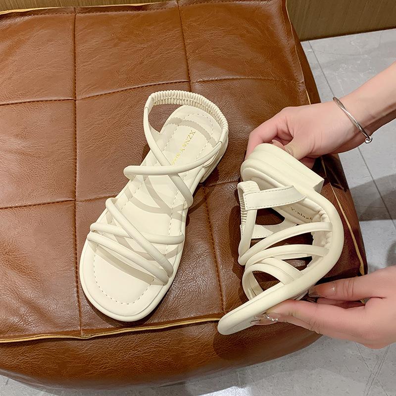 2025 Noua Sandale Romane Plate Femei Zână cu fund moale cu pantofi de plajă rochie