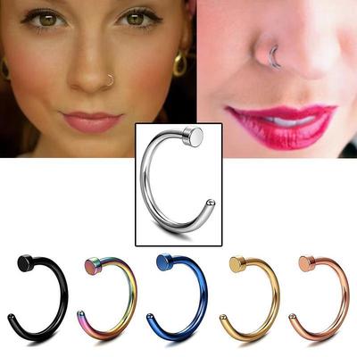 European & American Titanium Steel C-Shaped Nose Ring & Lip Stud | Fake Nose Stud | C-Bar Lip Ring | Bent Bar Jewelry