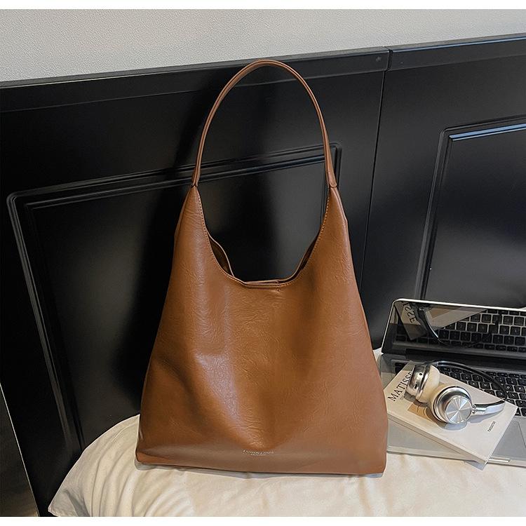 Slack retro big bag women's 2025 new fashion simple women's shoulder bag large capacity commuter tote bag