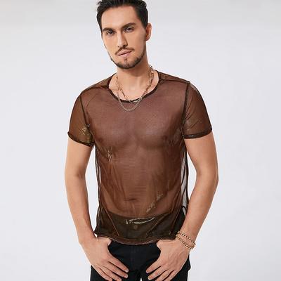 S-5XL Uomo CasuaI Tees Streetwear Tops trasparenti Flash Tops Party Nightclub T-shirt a maniche corte lucide