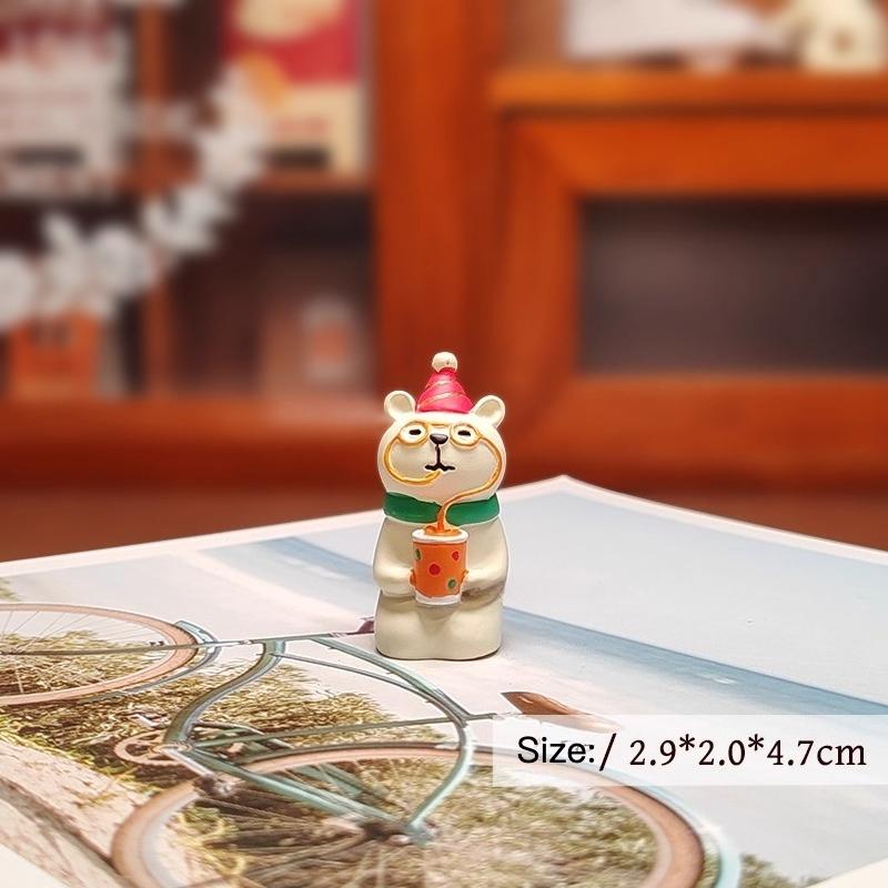 Cute Merry Christmas Cat Resin Ornaments Santa Claus Desktop Christmas Figurine Scene Decoration Gifts Japanese Style Wholesales