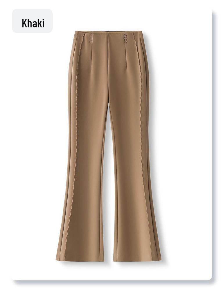 Women's Black Flared Pants - High-End Casual Draping for Spring 2025