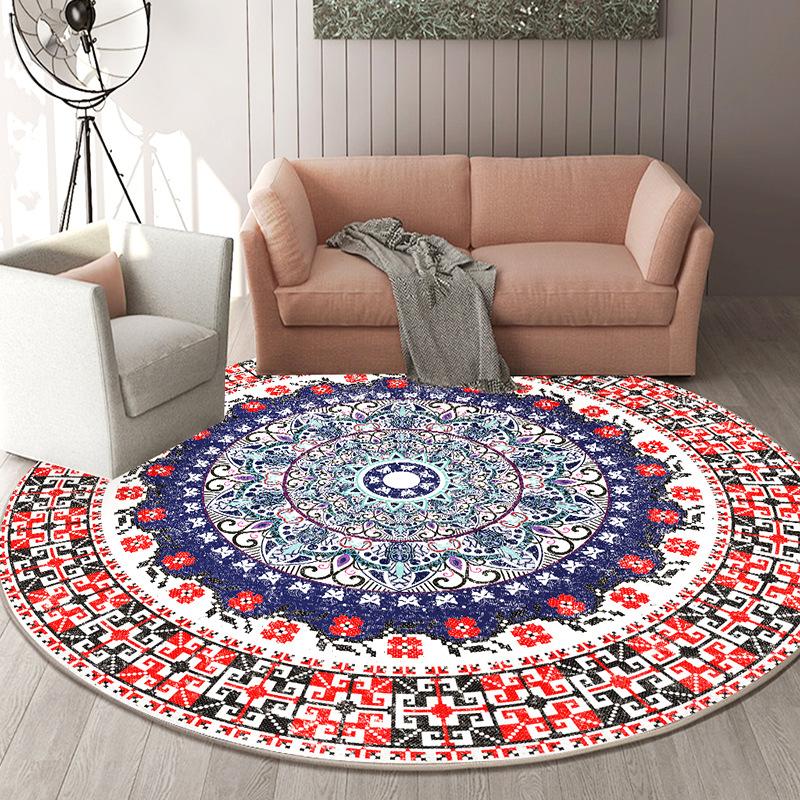 Ethnic Style Circular Living Room Carpet Nordic Bedroom Bedside Mat Dressing Table Computer Chair Floor Mat